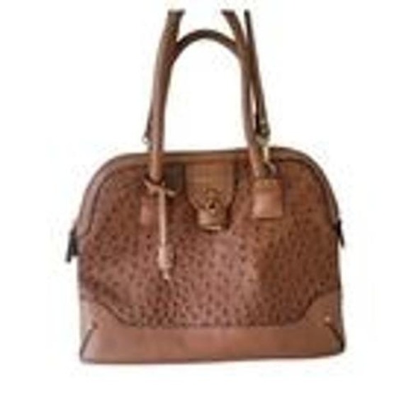 LONDON FOG Leather Purse Handbag Sachel 15x10 Ostrich - Picture 1 of 7